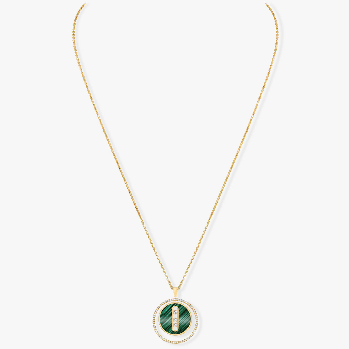 [⭐Clover Jewelry]Demo MOVE 3 DIAMOND MALACHITE GOLD DIAMOND NECKLACE