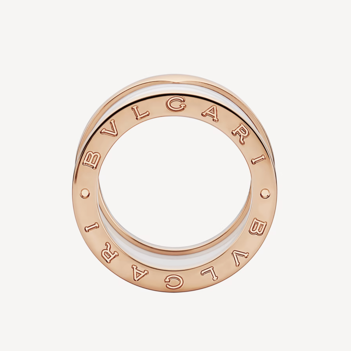 [⭐Clover Jewelry]ZERO 1 FOUR-BAND LOOPS AND WHITE CERAMIC SPIRAL PINK GOLD RING
