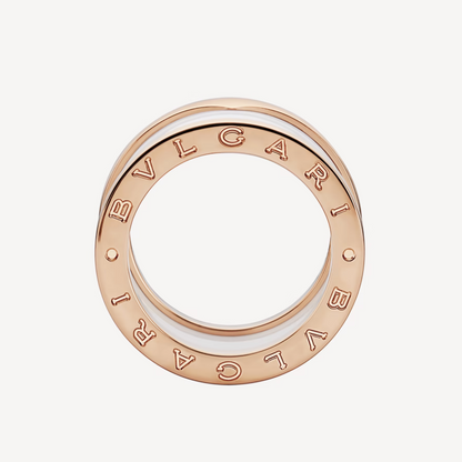 [⭐Clover Jewelry]ZERO 1 FOUR-BAND LOOPS AND WHITE CERAMIC SPIRAL PINK GOLD RING