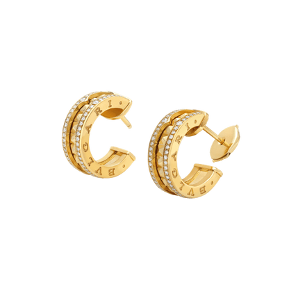 [⭐Clover Jewelry]ZERO 1 ROCK GOLD EARRINGS WITH STUDDED SPIRAL AND PAVED DIAMONDS