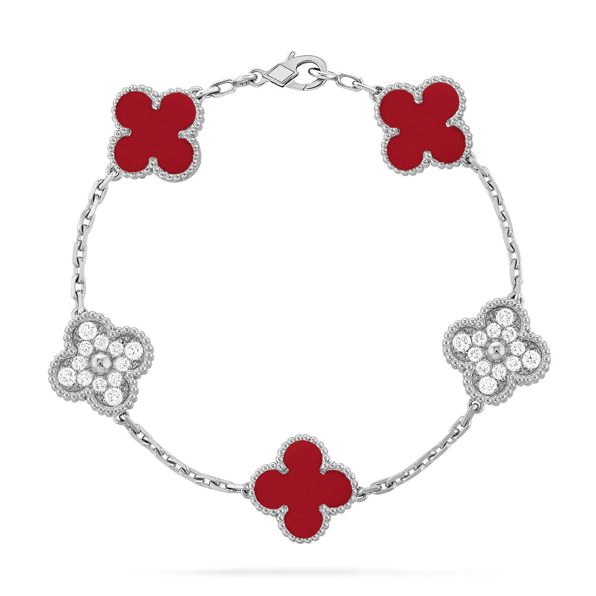 [⭐Clover Jewelry] CLOVER 5 MOTIF RED CORNELIAN BRACELET COLLECTION