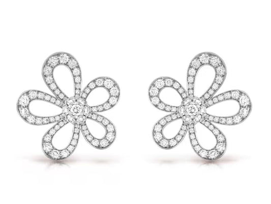 [⭐Clover Jewelry]FLOWERLACE EARRINGS FULL DIAMONDS