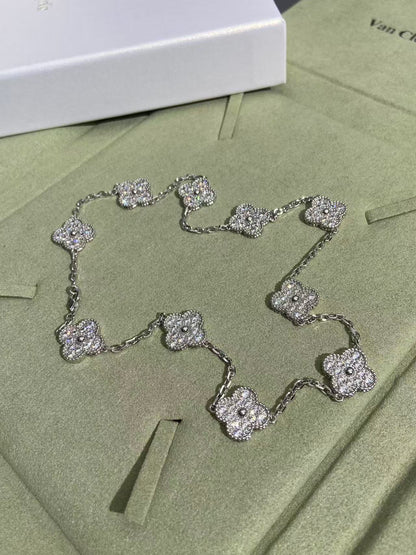 [⭐Clover Jewelry]CLOVER 10 MOTIFS  FULL DIAMOND NECKLACE