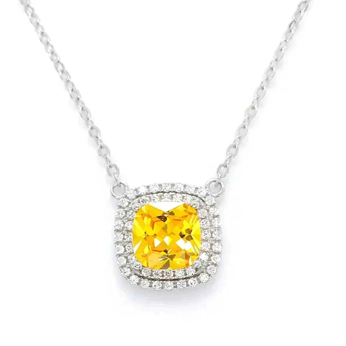 [Clover Jewelry]SPARKLERS CITRINE GEMSTONE PENDANT NECKLACE STERLING SILVER