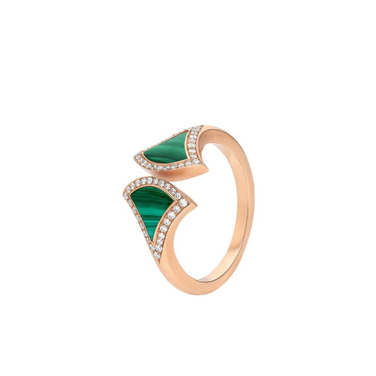 [⭐Clover Jewelry]DREAM MALACHITE DIAMOND OPEN RING
