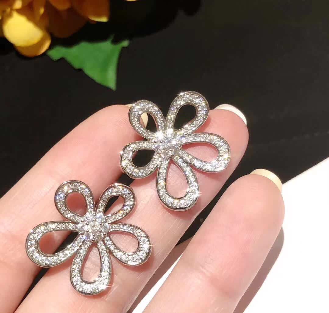 [⭐Clover Jewelry]FLOWERLACE EARRINGS FULL DIAMONDS