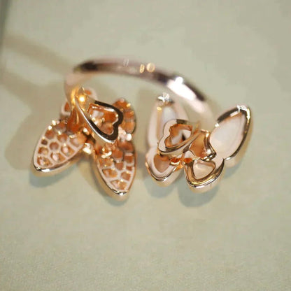 [⭐Clover Jewelry]TWIN BUTTERFLY DIAMOND MOP RING