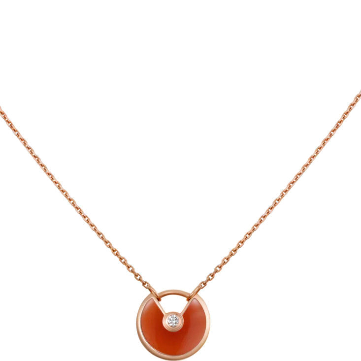 [⭐Clover Jewelry]AMULETTE GOLD CARNELIAN ONYX NECKLACE