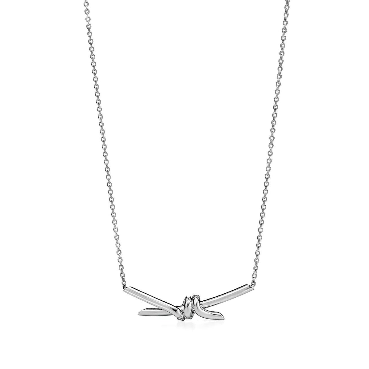 [Clover Jewelry]KNOT PENDANT SILVER DIAMOND NECKLACE