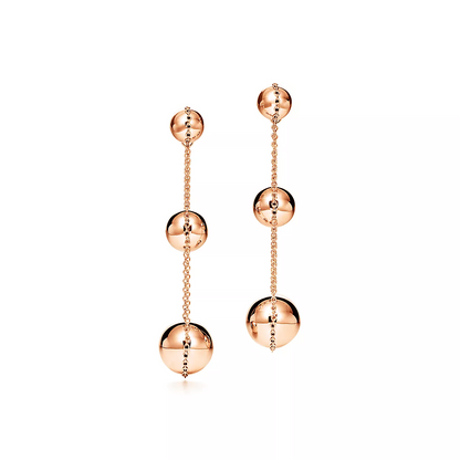 [Clover Jewelry]TRIPLE DROP PINK GOLD EARRINGS