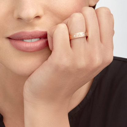 [⭐Clover Jewelry]ZERO 1 ESSENTIAL PINK GOLD BAND WITH DIAMONDS RING
