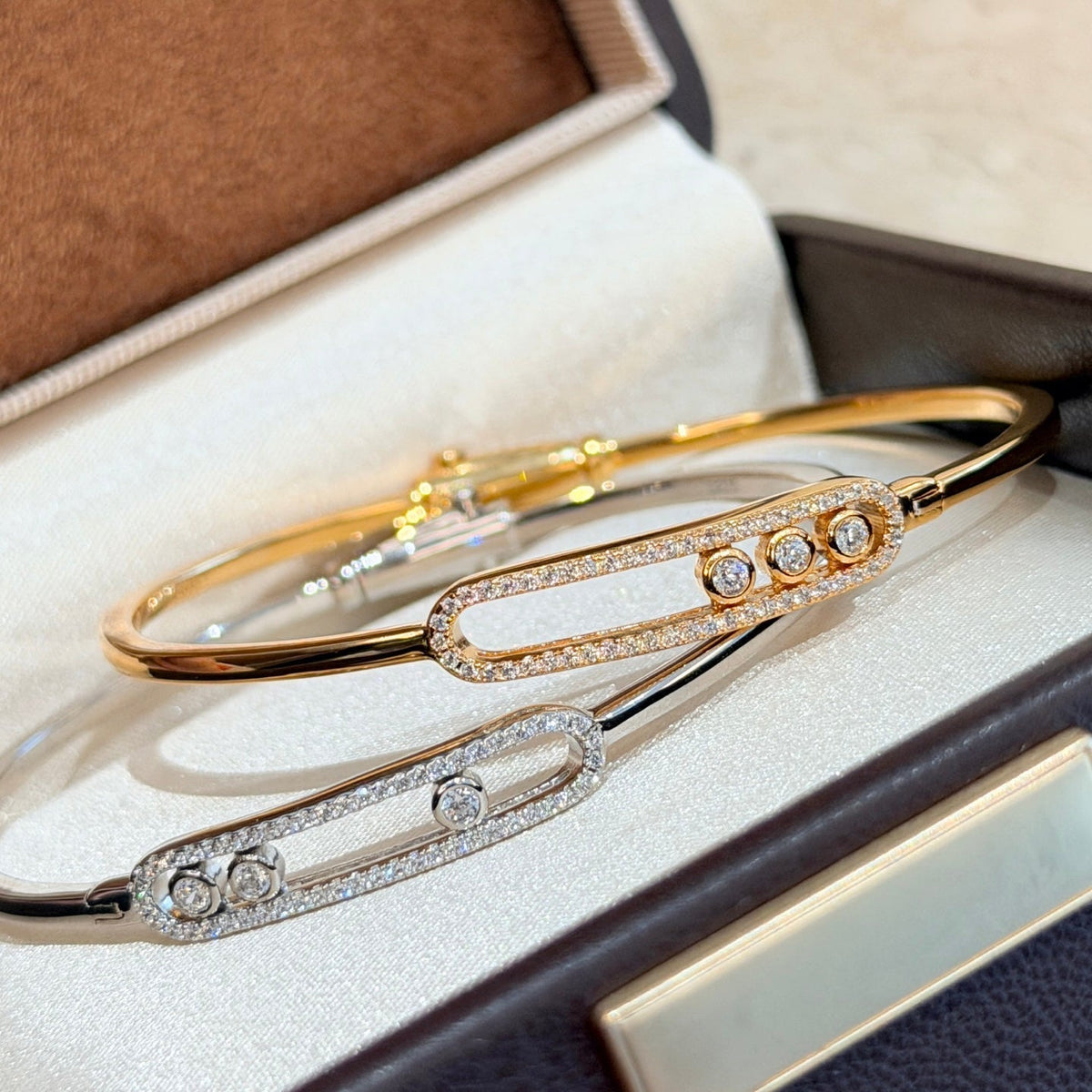 [⭐Clover Jewelry]Move Pavé Diamond Bangle Bracelet M