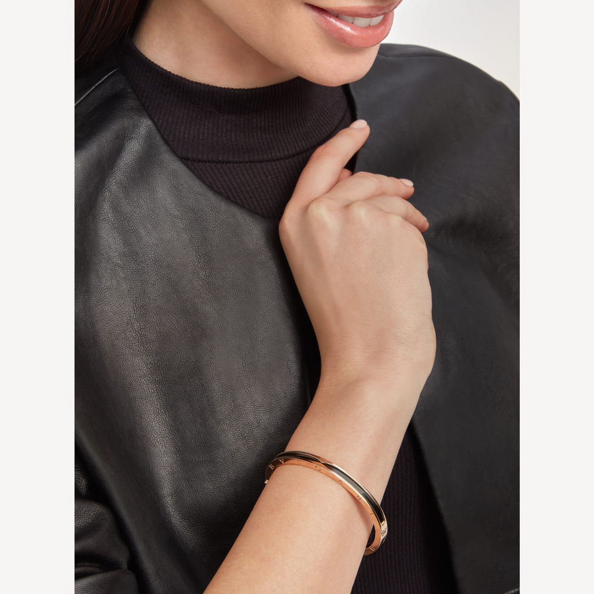 [⭐Clover Jewelry]ZERO 1 PINK GOLD WITH BLACK CERAMIC BRACELET