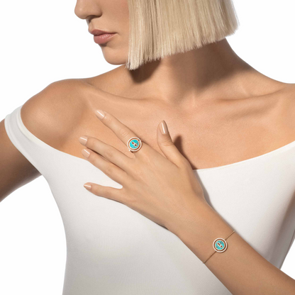 [⭐Clover Jewelry]Demo MOVE TURQUOISE PINK GOLD DIAMOND BRACELET