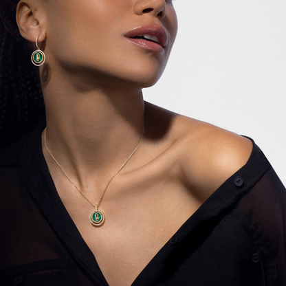 [⭐Clover Jewelry]Demo MOVE 1 DIAMOND MALACHITE GOLD DIAMOND NECKLACE