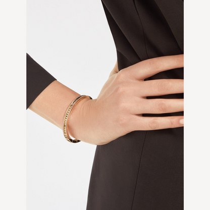 [⭐Clover Jewelry]ZERO 1 SPIRAL AND PAVED DIAMOND GOLD BRACELET