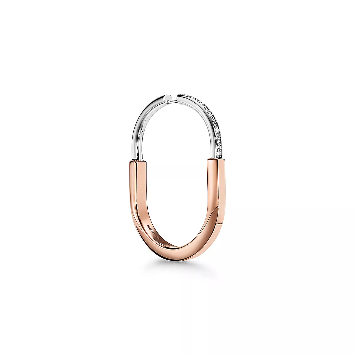 [Clover Jewelry]LOCK EARRINGS ROSE AND WHITE GOLD DIAMONDS EXTRA LARGE