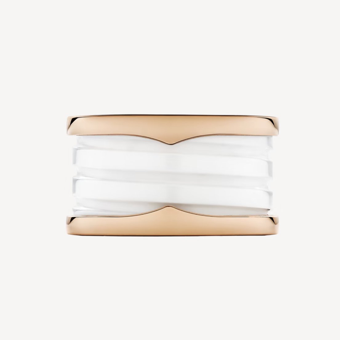 [⭐Clover Jewelry]ZERO 1 FOUR-BAND LOOPS AND WHITE CERAMIC SPIRAL PINK GOLD RING