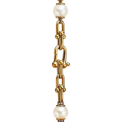 [Clover Jewelry]LINK BRACELET GOLD WITH FRESHWATER PEARLS