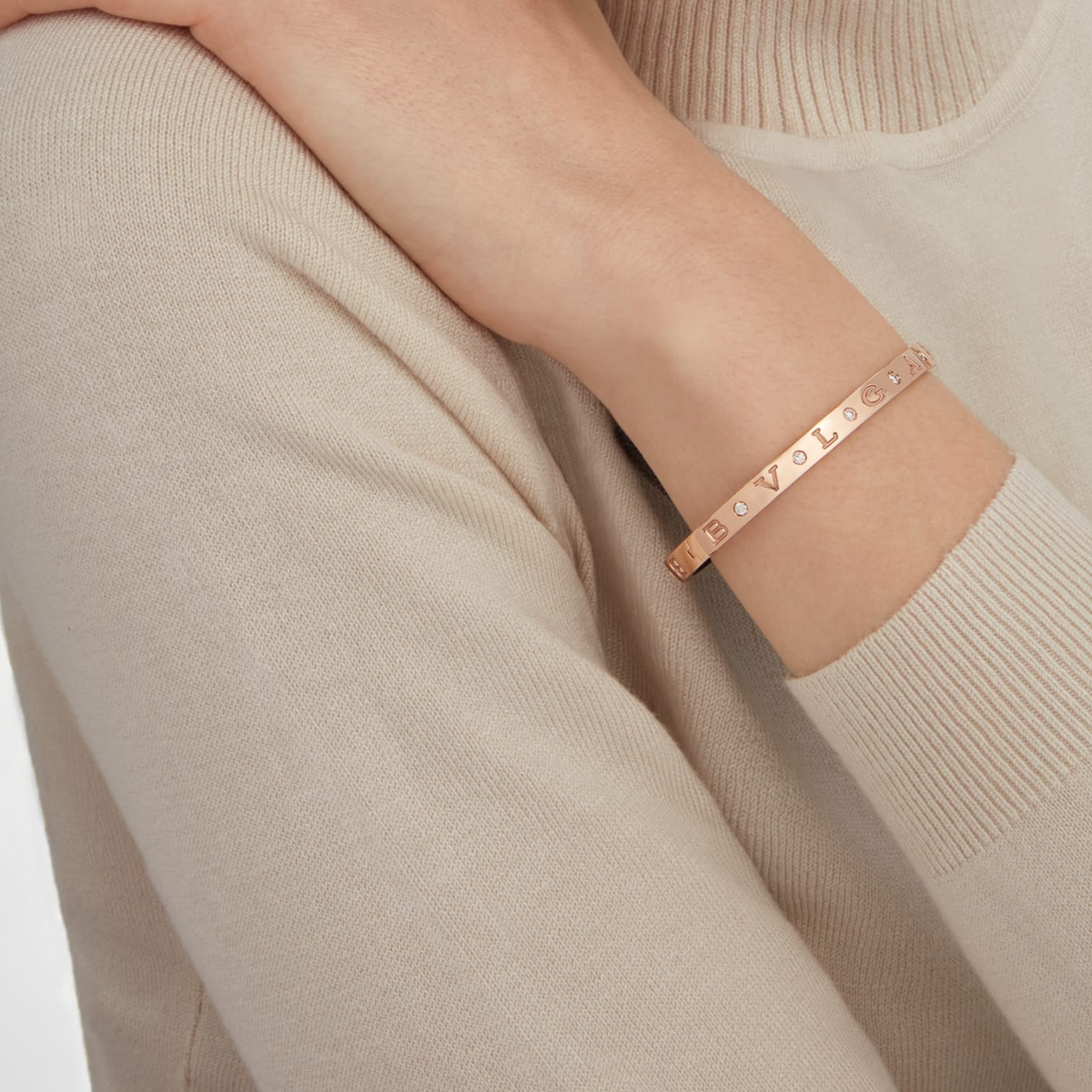 [⭐Clover Jewelry]ZERO 1 PINK GOLD 12 DIAMONDS BRACELET