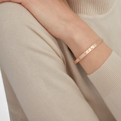 [⭐Clover Jewelry]ZERO 1 PINK GOLD 12 DIAMONDS BRACELET