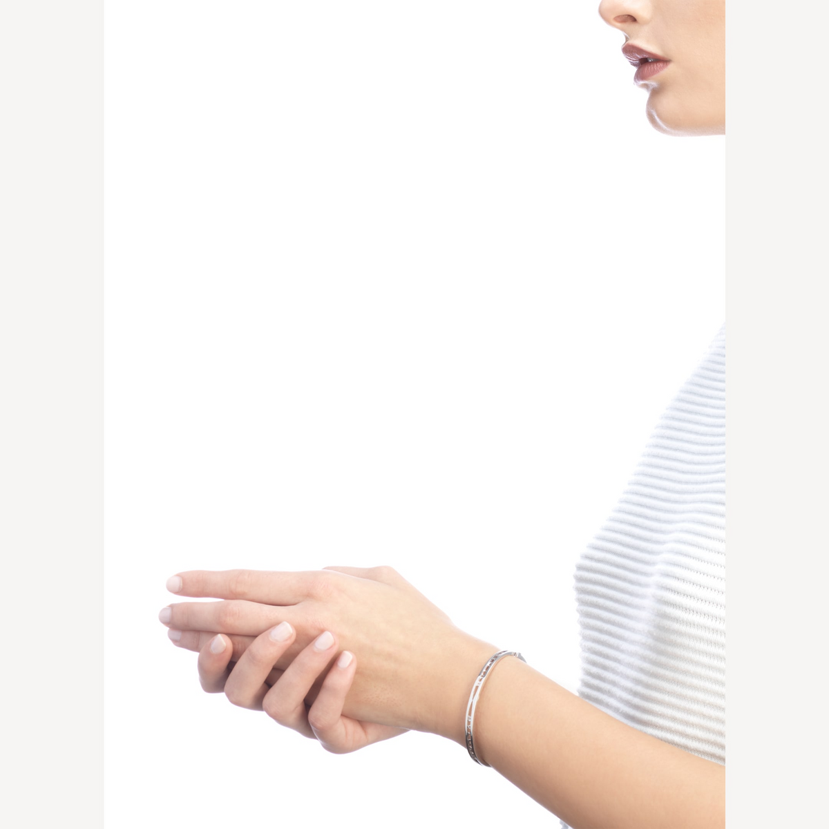 [⭐Clover Jewelry]ZERO 1 SPIRAL LOGO SILVER BRACELET