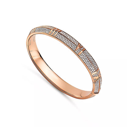 [Clover Jewelry]ATLAS X PINK GOLD DIAMOND PAVED BRACELET
