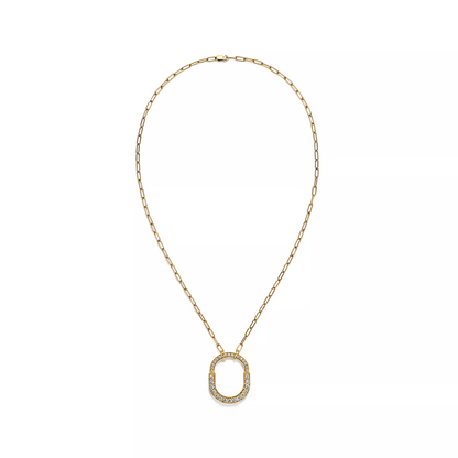 [Clover Jewelry]LOCK NECKLACE MEDIUM PENDANT GOLD PAVED DIAMONDS