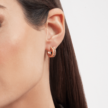[⭐Clover Jewelry]ZERO 1 ROCK GOLD EARRINGS WITH STUDDED SPIRAL AND PAVED DIAMONDS