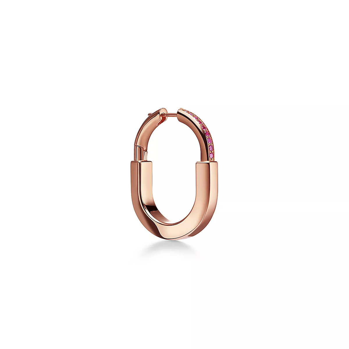 [Clover Jewelry]LOCK MEDIUM PINK DIAMOND PINK GOLD EARRINGS