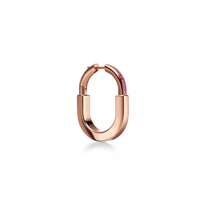 [Clover Jewelry]LOCK MEDIUM PINK DIAMOND PINK GOLD EARRINGS
