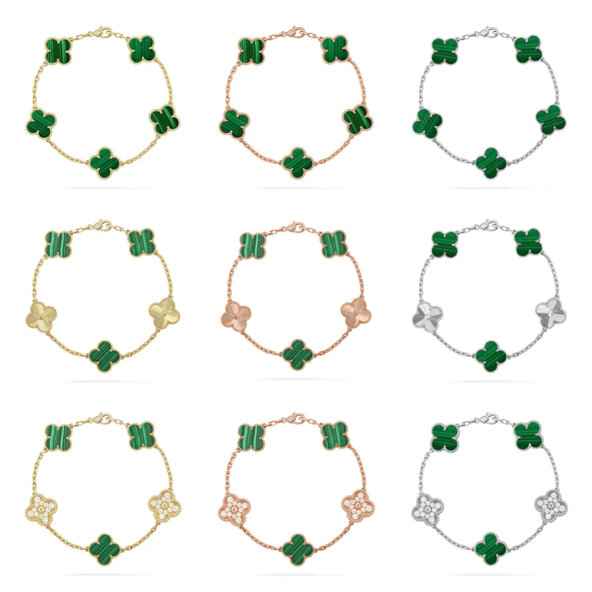 [⭐Clover Jewelry] CLOVER 5 MOTIF MALACHITE BRACELET COLLECTION