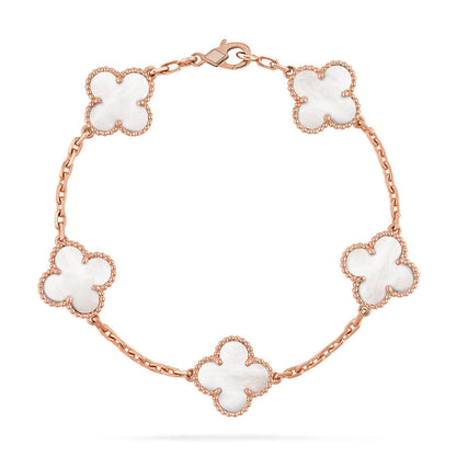 [⭐Clover Jewelry]CLOVER WHITE PEARL MOP 5 MOTIF BRACELET COLLECTION