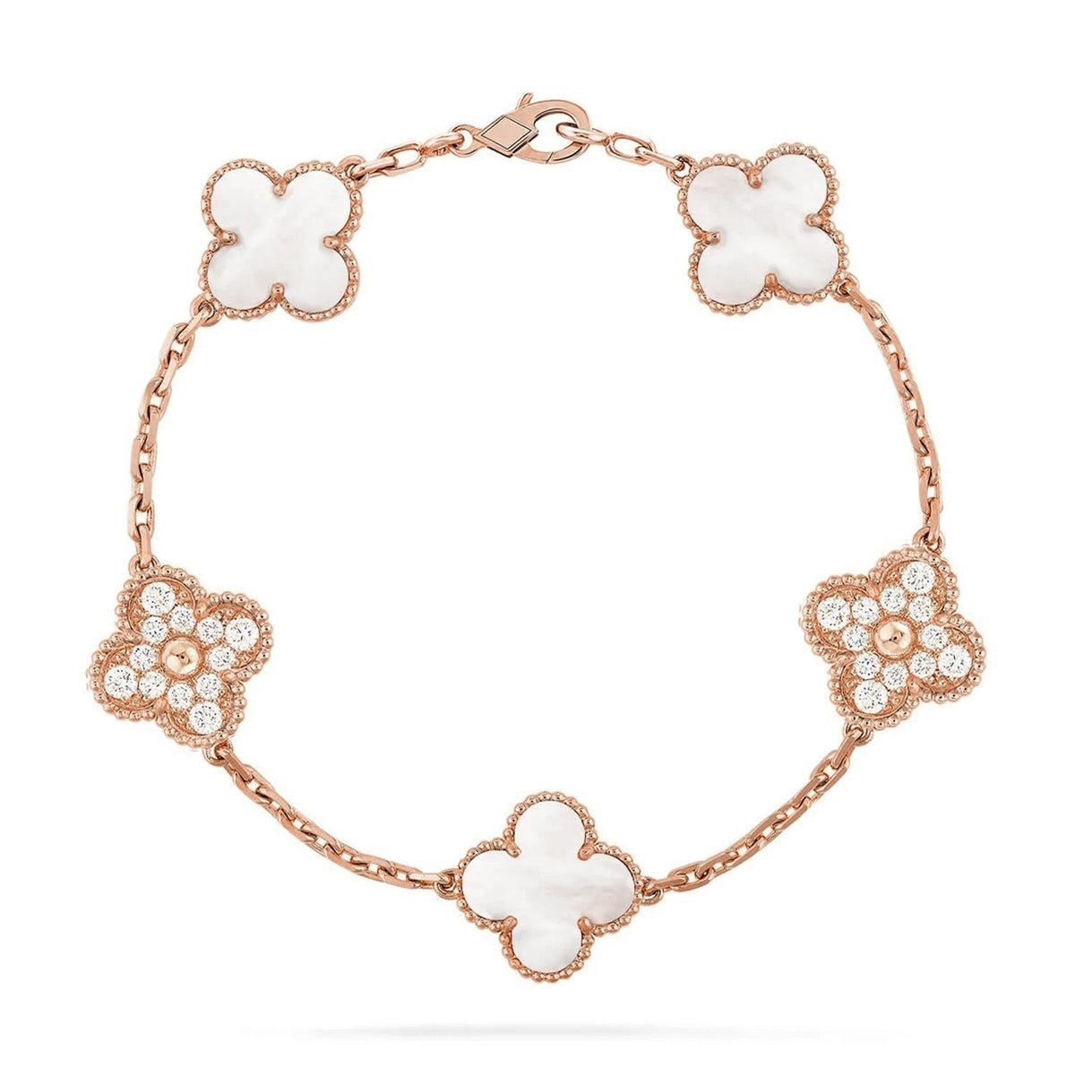 [⭐Clover Jewelry]CLOVER WHITE PEARL MOP 5 MOTIF BRACELET COLLECTION