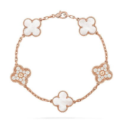 [⭐Clover Jewelry]CLOVER WHITE PEARL MOP 5 MOTIF BRACELET COLLECTION