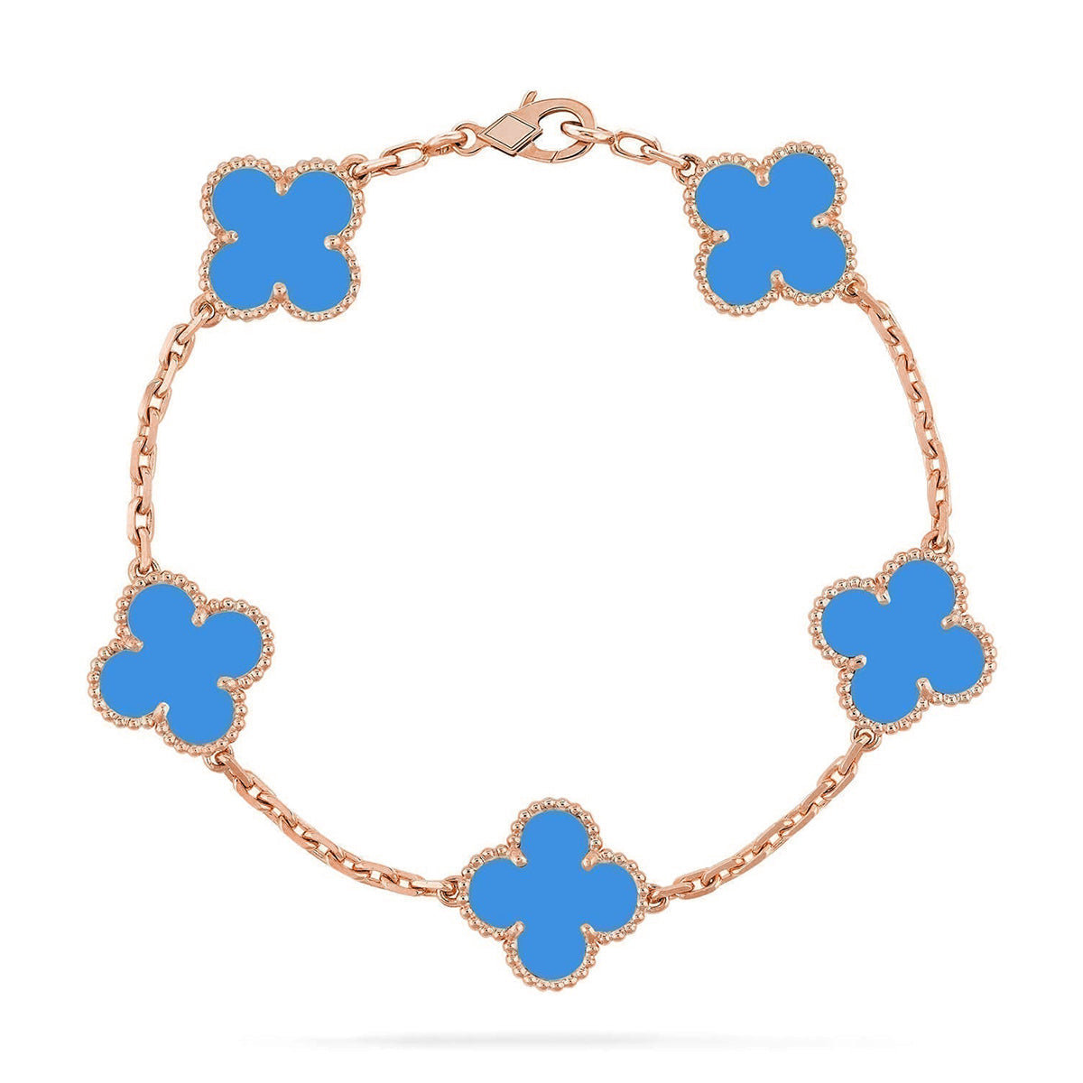 [⭐Clover Jewelry] CLOVER 5 MOTIF BLUE AGATE BRACELET COLLECTION