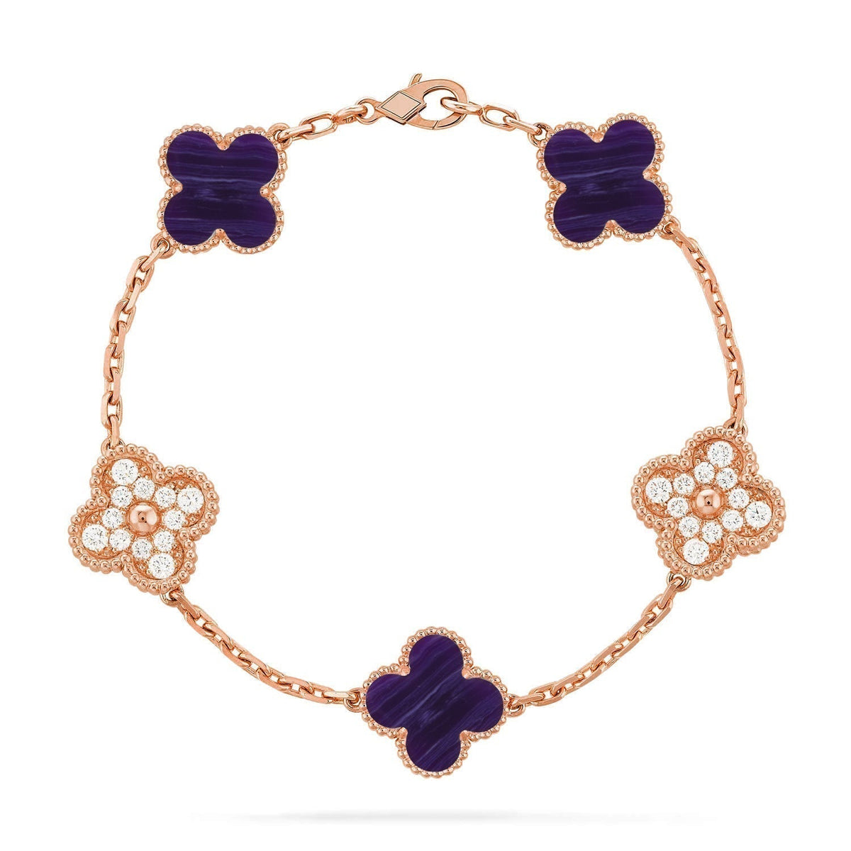 [⭐Clover Jewelry]CLOVER 5 MOTIF PURPLE STRIPES BRACELET COLLECTION