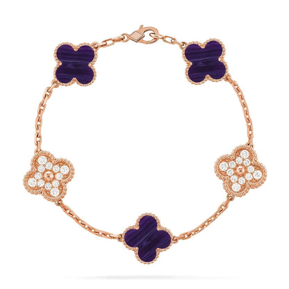 [⭐Clover Jewelry]CLOVER 5 MOTIF PURPLE STRIPES BRACELET COLLECTION