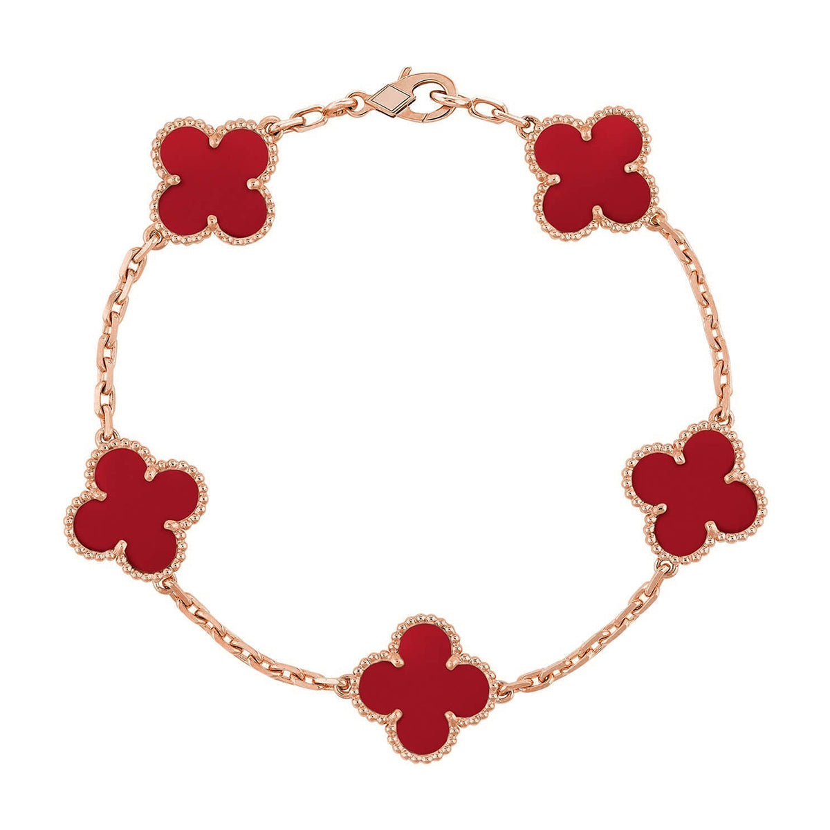 [⭐Clover Jewelry] CLOVER 5 MOTIF RED CORNELIAN BRACELET COLLECTION