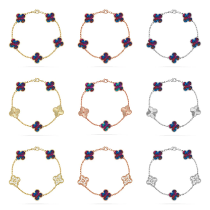 [⭐Clover Jewelry]CLOVER 5 MOTIF COLOR GEMSTONES BRACELET COLLECTION