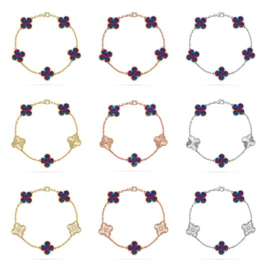 [⭐Clover Jewelry]CLOVER 5 MOTIF COLOR GEMSTONES BRACELET COLLECTION