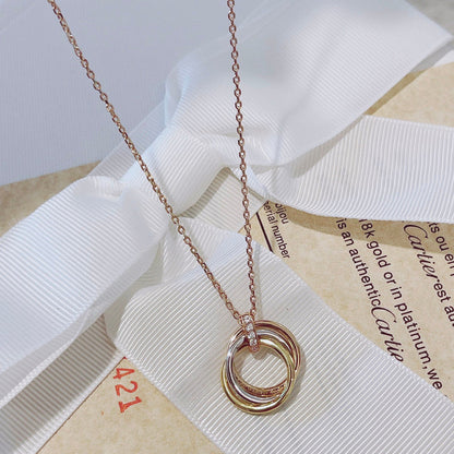 [⭐Clover Jewelry]TRINITY NECKLACE GOLD  DIAMONDS