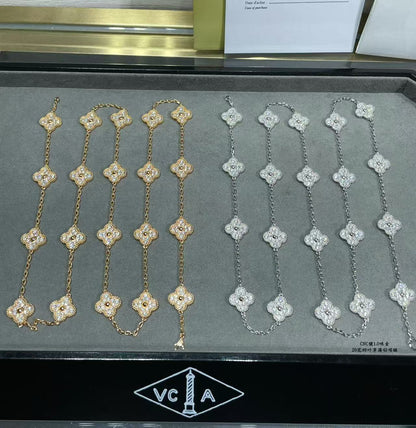 [⭐Clover Jewelry]CLOVER 20 MOTIFS FULL-DIAMOND NECKLACE