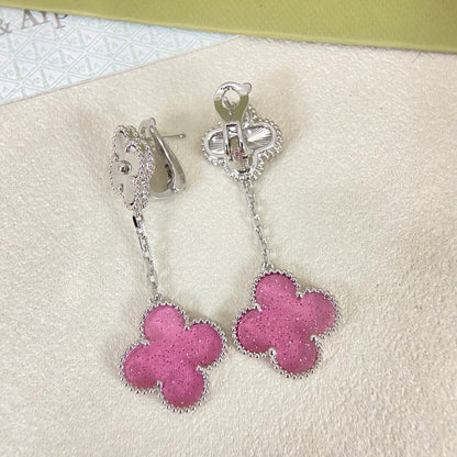 [⭐Clover Jewelry]2026 NEW CLOVER 2 MOTIF  BUBBLE PINK ENAMEL