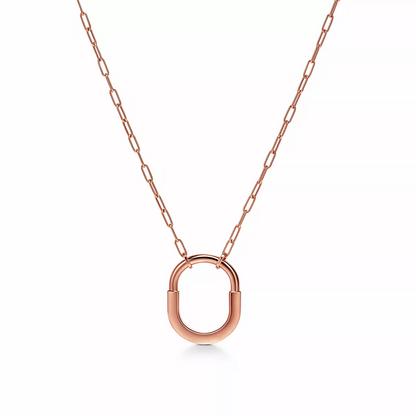 [Clover Jewelry]LOCK MEDIUM PENDANT PINK DIAMOND PINK GOLD NECKLACE