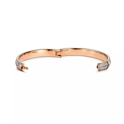 [Clover Jewelry]ATLAS X PINK GOLD DIAMOND PAVED BRACELET