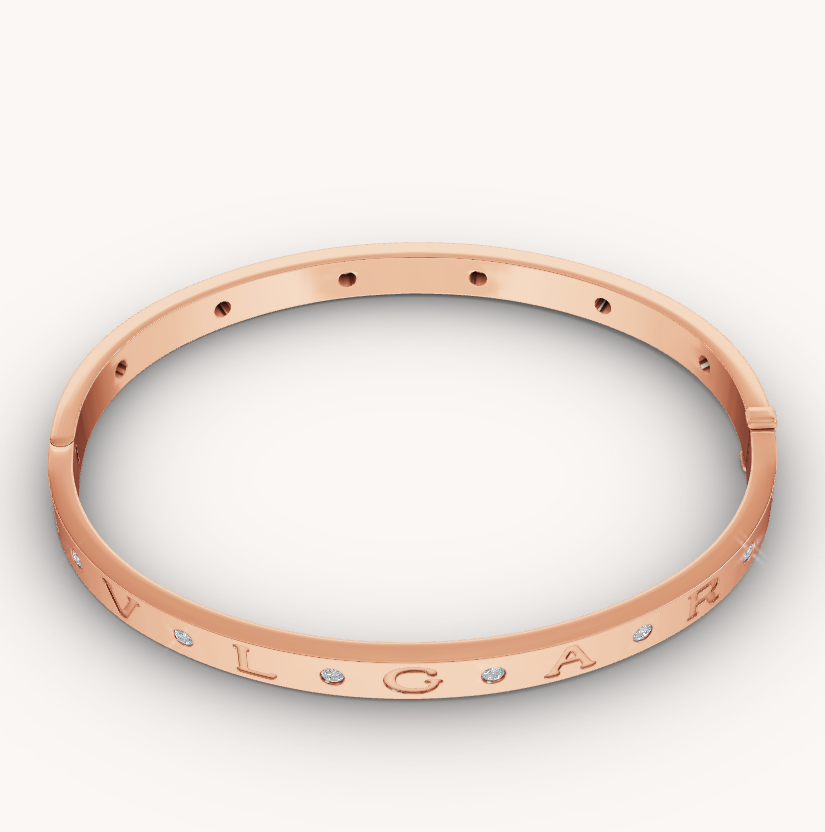 [⭐Clover Jewelry]ZERO 1 PINK GOLD 12 DIAMONDS BRACELET