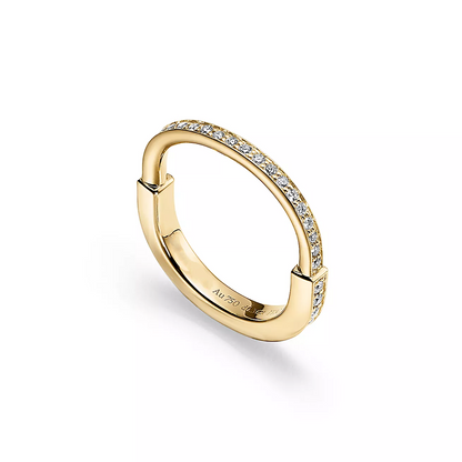 [Clover Jewelry]LOCK RING GOLD DIAMOND PAVED