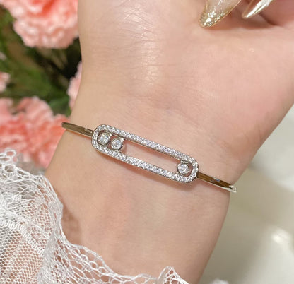 [⭐Clover Jewelry]Move Pavé Diamond Bangle Bracelet M