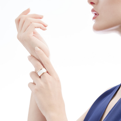 [⭐Clover Jewelry]ZERO 1 FOUR-BAND LOOPS AND WHITE CERAMIC SPIRAL PINK GOLD RING